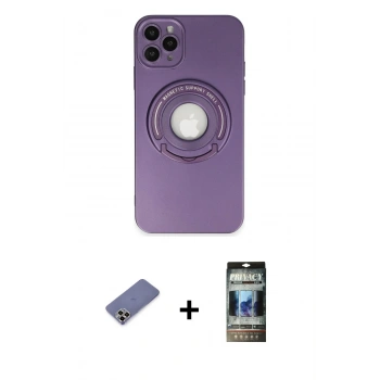 MARSİLYAN™- iPhone 12 Pro Kılıf Eksen Klasik Prime - Siyah 34D Hayalet Izgaralı Cam + Metal Kamera Lens Koruma Cam - GD