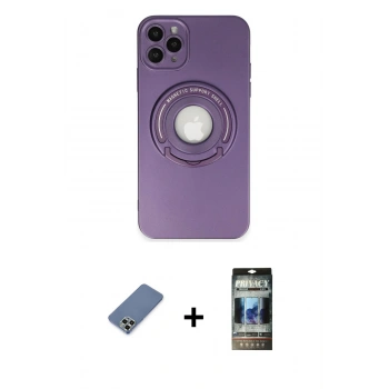 MARSİLYAN™- iPhone 12 Pro Kılıf Eksen Klasik Prime - Siyah 34D Hayalet Izgaralı Cam + Metal Kamera Lens Koruma Cam - AKYL