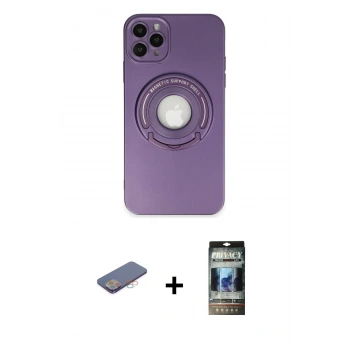MARSİLYAN™- iPhone 12 Pro Kılıf Eksen Klasik Prime - Siyah 34D Hayalet Izgaralı Cam + Renkli Kamera Lens Koruma Cam - PE