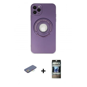 MARSİLYAN™- iPhone 12 Pro Kılıf Eksen Klasik Prime - Siyah 34D Hayalet Izgaralı Cam + Renkli Kamera Lens Koruma Cam - MI