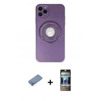 MARSİLYAN™- iPhone 12 Pro Kılıf Eksen Klasik Prime - Siyah 34D Hayalet Izgaralı Cam + Shine Kamera Lens Koruma Cam - GS