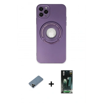 MARSİLYAN™- iPhone 12 Pro Kılıf Eksen Klasik Prime - Siyah 360 Mat Full Body Arka Koruyucu + Shine Kamera Lens Koruma Cam - SH