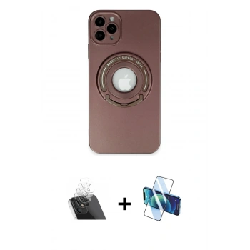 MARSİLYAN™- iPhone 12 Pro Kılıf Eksen Klasik Prime - Siyah 3D Antistatik Cam Ekran Koruyucu + Kamera Lens Koruma Cam - SF