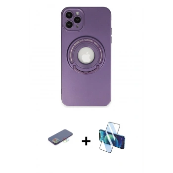 MARSİLYAN™- iPhone 12 Pro Kılıf Eksen Klasik Prime - Siyah 3D Antistatik Cam Ekran Koruyucu + Renkli Kamera Lens Koruma Cam - MI