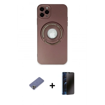 MARSİLYAN™- iPhone 12 Pro Kılıf Eksen Klasik Prime - Siyah 3D Antistatik Hayalet Cam Ekran Koruyucu + Metal Kamera Lens Koruma Cam - GD