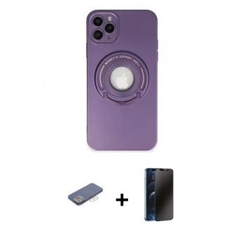 MARSİLYAN™- iPhone 12 Pro Kılıf Eksen Klasik Prime - Siyah 3D Antistatik Hayalet Cam Ekran Koruyucu + Renkli Kamera Lens Koruma Cam - MI