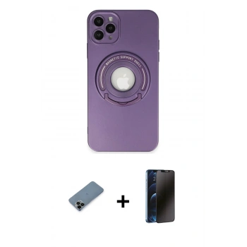 MARSİLYAN™- iPhone 12 Pro Kılıf Eksen Klasik Prime - Siyah 3D Antistatik Hayalet Cam Ekran Koruyucu + Shine Kamera Lens Koruma Cam - SH