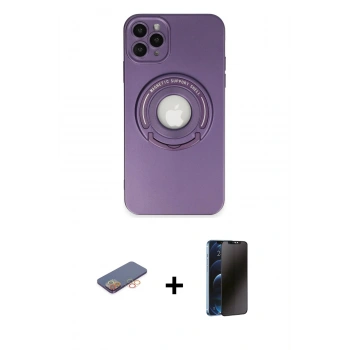 MARSİLYAN™- iPhone 12 Pro Kılıf Eksen Klasik Prime - Siyah 3D Antistatik Hayalet Cam Ekran Koruyucu + Renkli Kamera Lens Koruma Cam - TU