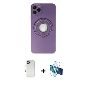 MARSİLYAN™- iPhone 12 Pro Kılıf Eksen Klasik Prime - Siyah 3D Antistatik Seramik Nano Ekran Koruyucu + Shine Kamera Lens - GS
