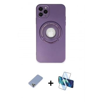 MARSİLYAN™- iPhone 12 Pro Kılıf Eksen Klasik Prime - Siyah 3D Antistatik Seramik Nano Ekran Koruyucu + Metal Kamera Lens Koruma Cam - KUYL