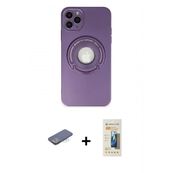 MARSİLYAN™- iPhone 12 Pro Kılıf Eksen Klasik Prime - Siyah 6D Mat Seramik Hayalet Nano Ekran Koruyucu + Renkli Kamera Lens Koruma Cam - MI