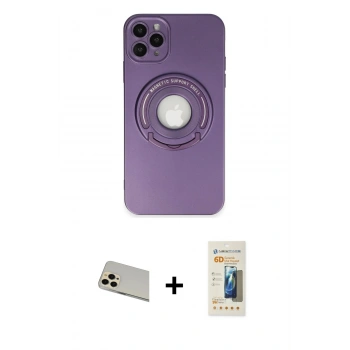 MARSİLYAN™- iPhone 12 Pro Kılıf Eksen Klasik Prime - Siyah 6D Mat Seramik Hayalet Nano Ekran Koruyucu + Rainbow Kamera Lens Koruma Cam - GD