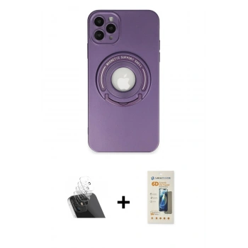 MARSİLYAN™- iPhone 12 Pro Kılıf Eksen Klasik Prime - Siyah 6D Mat Seramik Hayalet Nano Ekran Koruyucu + Kamera Lens Koruma Cam - SF