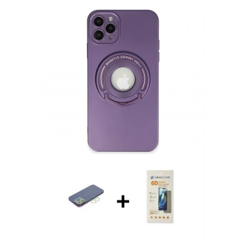 MARSİLYAN™- iPhone 12 Pro Kılıf Eksen Klasik Prime - Siyah 6D Mat Seramik Hayalet Nano Ekran Koruyucu + Renkli Kamera Lens Koruma Cam - YL