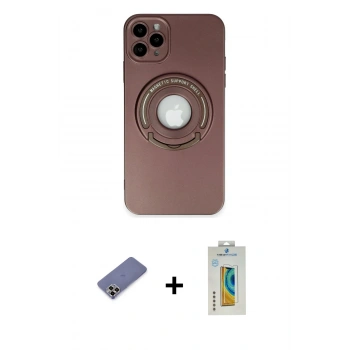 MARSİLYAN™- iPhone 12 Pro Kılıf Eksen Klasik Prime - Siyah Polymer Nano Ekran Koruyucu + Metal Kamera Lens Koruma Cam - GD
