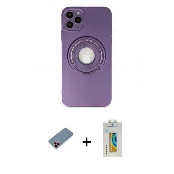 MARSİLYAN™- iPhone 12 Pro Kılıf Eksen Klasik Prime - Siyah Polymer Nano Ekran Koruyucu + Metal Kamera Lens Koruma Cam - KI