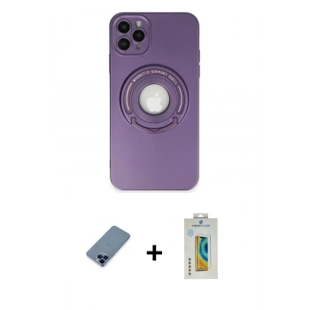 MARSİLYAN™- iPhone 12 Pro Kılıf Eksen Klasik Prime - Siyah Polymer Nano Ekran Koruyucu + Metal Kamera Lens Koruma Cam - MI