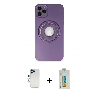 MARSİLYAN™- iPhone 12 Pro Kılıf Eksen Klasik Prime - Siyah Polymer Nano Ekran Koruyucu + Shine Kamera Lens - MI