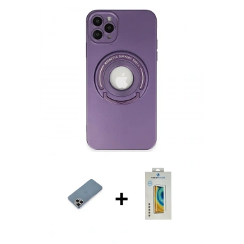 MARSİLYAN™- iPhone 12 Pro Kılıf Eksen Klasik Prime - Siyah Polymer Nano Ekran Koruyucu + Metal Kamera Lens Koruma Cam - MR