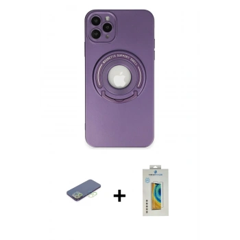 MARSİLYAN™- iPhone 12 Pro Kılıf Eksen Klasik Prime - Siyah Polymer Nano Ekran Koruyucu + Renkli Kamera Lens Koruma Cam - YL