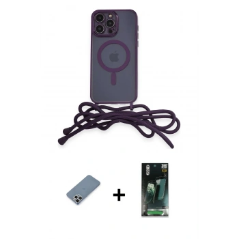 MARSİLYAN™- iPhone 12 Pro Kılıf Eksen Özel Seri - Şeffaf 360 Full Body Arka Koruyucu + Metal Kamera Lens Koruma Cam - GS