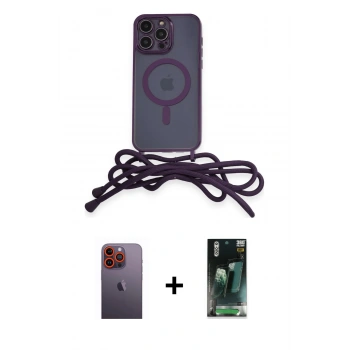MARSİLYAN™- iPhone 12 Pro Kılıf Eksen Özel Seri - Şeffaf 360 Full Body Arka Koruyucu + Neon Fosforlu Kamera Lens - TU