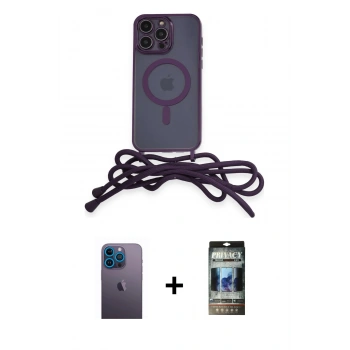 MARSİLYAN™- iPhone 12 Pro Kılıf Eksen Özel Seri - Siyah 34D Hayalet Izgaralı Cam + Neon Fosforlu Kamera Lens - MI