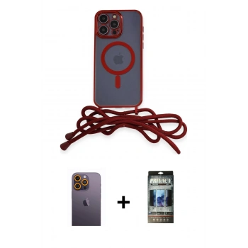 MARSİLYAN™- iPhone 12 Pro Kılıf Eksen Özel Seri - Siyah 34D Hayalet Izgaralı Cam + Neon Fosforlu Kamera Lens - SI