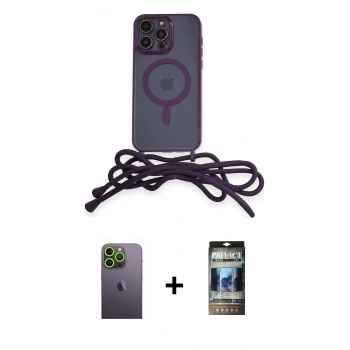 MARSİLYAN™- iPhone 12 Pro Kılıf Eksen Özel Seri - Siyah 34D Hayalet Izgaralı Cam + Neon Fosforlu Kamera Lens - YL
