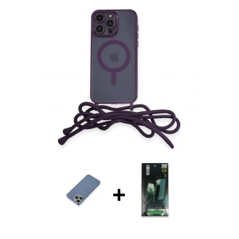 MARSİLYAN™- iPhone 12 Pro Kılıf Eksen Özel Seri - Siyah 360 Mat Full Body Arka Koruyucu + Metal Kamera Lens Koruma Cam - AKYL