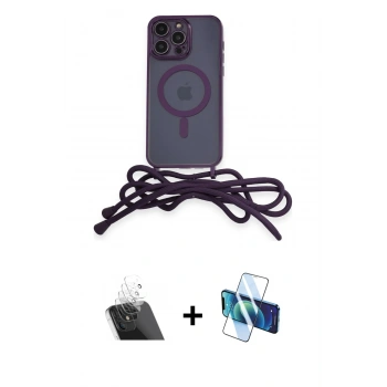 MARSİLYAN™- iPhone 12 Pro Kılıf Eksen Özel Seri - Siyah 3D Antistatik Cam Ekran Koruyucu + Kamera Lens Koruma Cam - SF