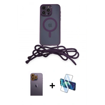 MARSİLYAN™- iPhone 12 Pro Kılıf Eksen Özel Seri - Siyah 3D Antistatik Cam Ekran Koruyucu + Neon Fosforlu Kamera Lens - SI