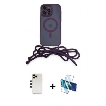 MARSİLYAN™- iPhone 12 Pro Kılıf Eksen Özel Seri - Siyah 3D Antistatik Cam Ekran Koruyucu + Shine Kamera Lens - GD
