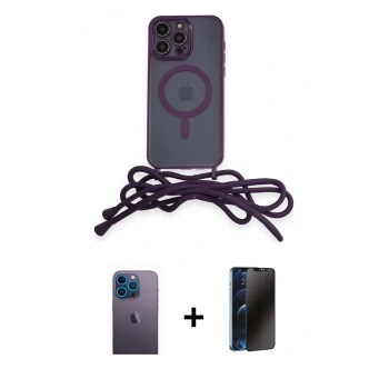 MARSİLYAN™- iPhone 12 Pro Kılıf Eksen Özel Seri - Siyah 3D Antistatik Hayalet Cam Ekran Koruyucu + Neon Fosforlu Kamera Lens - MI