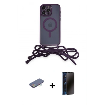 MARSİLYAN™- iPhone 12 Pro Kılıf Eksen Özel Seri - Siyah 3D Antistatik Hayalet Cam Ekran Koruyucu + Renkli Kamera Lens Koruma Cam - MI