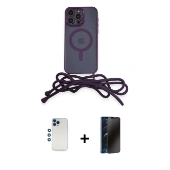 MARSİLYAN™- iPhone 12 Pro Kılıf Eksen Özel Seri - Siyah 3D Antistatik Hayalet Cam Ekran Koruyucu + Shine Kamera Lens - MI
