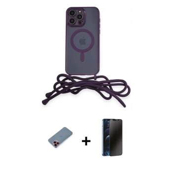 MARSİLYAN™- iPhone 12 Pro Kılıf Eksen Özel Seri - Siyah 3D Antistatik Hayalet Cam Ekran Koruyucu + Metal Kamera Lens Koruma Cam - KI