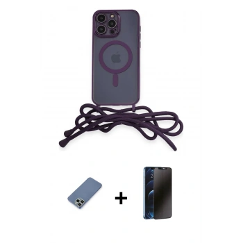 MARSİLYAN™- iPhone 12 Pro Kılıf Eksen Özel Seri - Siyah 3D Antistatik Hayalet Cam Ekran Koruyucu + Metal Kamera Lens Koruma Cam - AKYL