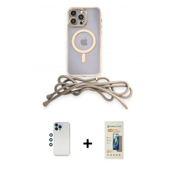 MARSİLYAN™- iPhone 12 Pro Kılıf Eksen Özel Seri - Siyah 6D Mat Seramik Hayalet Nano Ekran Koruyucu + Shine Kamera Lens - MI