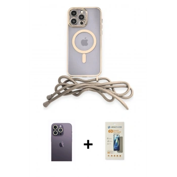 MARSİLYAN™- iPhone 12 Pro Kılıf Eksen Özel Seri - Siyah 6D Mat Seramik Hayalet Nano Ekran Koruyucu + Neon Fosforlu Kamera Lens - BZ