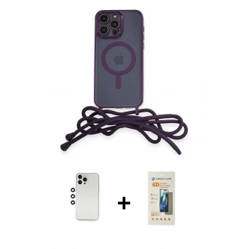 MARSİLYAN™- iPhone 12 Pro Kılıf Eksen Özel Seri - Siyah 6D Mat Seramik Hayalet Nano Ekran Koruyucu + Shine Kamera Lens - GS