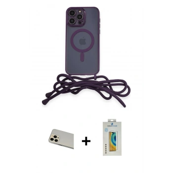 MARSİLYAN™- iPhone 12 Pro Kılıf Eksen Özel Seri - Siyah Polymer Nano Ekran Koruyucu + Rainbow Kamera Lens Koruma Cam - GD