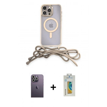 MARSİLYAN™- iPhone 12 Pro Kılıf Eksen Özel Seri - Siyah Polymer Nano Ekran Koruyucu + Neon Fosforlu Kamera Lens - BZ