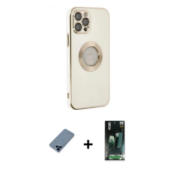 MARSİLYAN™- iPhone 12 Pro Kılıf İz Form Serisi - Şeffaf 360 Full Body Arka Koruyucu + Metal Kamera Lens Koruma Cam - MI