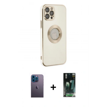 MARSİLYAN™- iPhone 12 Pro Kılıf İz Form Serisi - Şeffaf 360 Full Body Arka Koruyucu + Neon Fosforlu Kamera Lens - MI