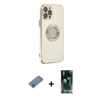 MARSİLYAN™- iPhone 12 Pro Kılıf İz Form Serisi - Şeffaf 360 Full Body Arka Koruyucu + Metal Kamera Lens Koruma Cam - MR
