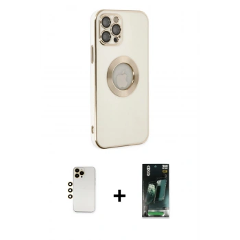 MARSİLYAN™- iPhone 12 Pro Kılıf İz Form Serisi - Şeffaf 360 Full Body Arka Koruyucu + Shine Kamera Lens - GD