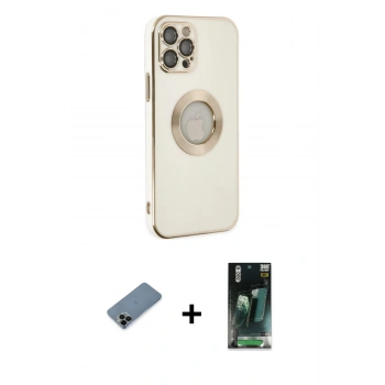 MARSİLYAN™- iPhone 12 Pro Kılıf İz Form Serisi - Şeffaf 360 Full Body Arka Koruyucu + Shine Kamera Lens Koruma Cam - SH