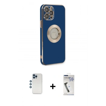 MARSİLYAN™- iPhone 12 Pro Kılıf İz Form Serisi - Şeffaf Uv Polymer Nano Ekran Koruyucu + Shine Kamera Lens - MI
