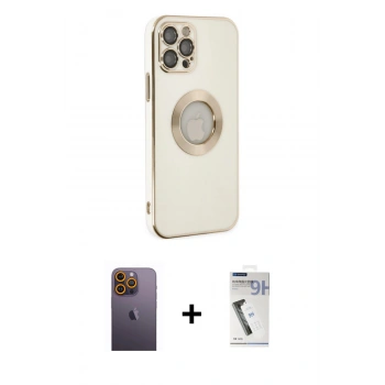 MARSİLYAN™- iPhone 12 Pro Kılıf İz Form Serisi - Şeffaf Uv Polymer Nano Ekran Koruyucu + Neon Fosforlu Kamera Lens - SI